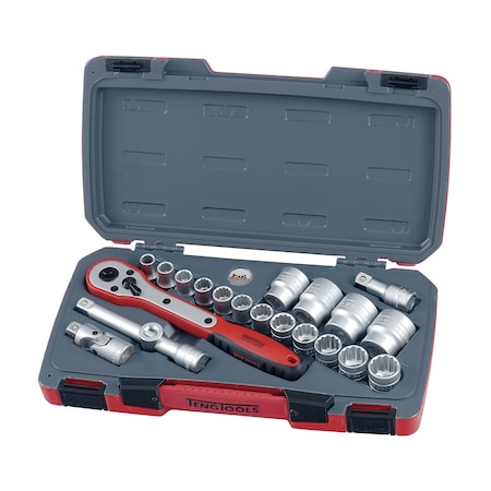 Teng Tools T1221 - 21 Piece 1/2" Drive Socket Set T1221